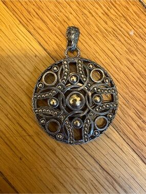 John Hardy Silver-Tone Filigree Round Pendant Necklace